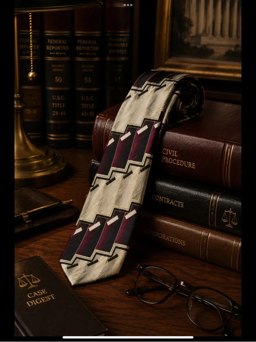 Art Deco Executive Silk Tie • Burgundy Geometric Silk Necktie • Wide 4”Power Tie